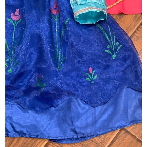 Disney Frozen Anna Costume Dress Girls Size 4-6 Long Sleeve Blue Red Princess - Picture 8 of 12